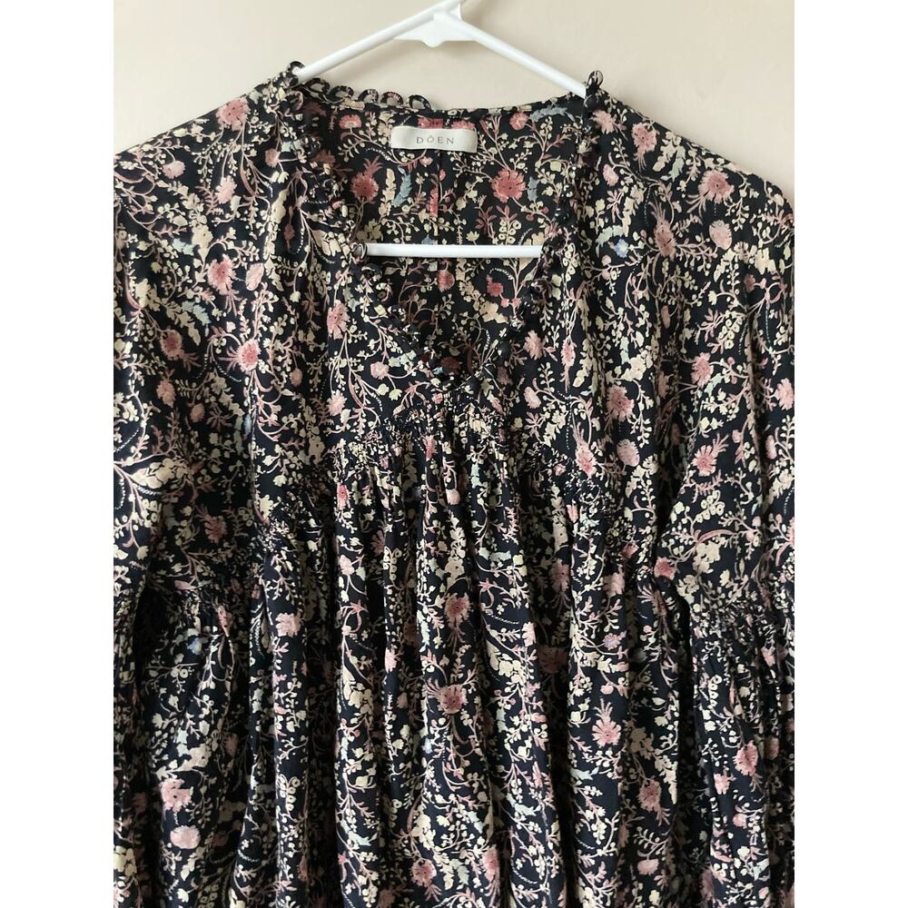 DOEN Thistle Top in Black Multi Floral Print M Boho - Picture 6 of 10